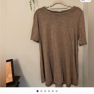 Brown Short Sleeve Tunic Tshirt Dress
